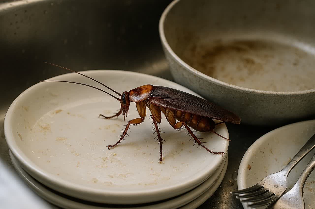 حضور شبانه سوسک در سینک ظرفشویی